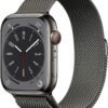Apple Watch Series 8 (45mm) GPS+4G Edelstahl mit Milanaise Armband graphit/graphit