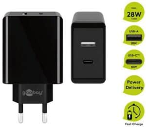 Hapena USB-C/USB Schnellladegerät (28W) schwarz