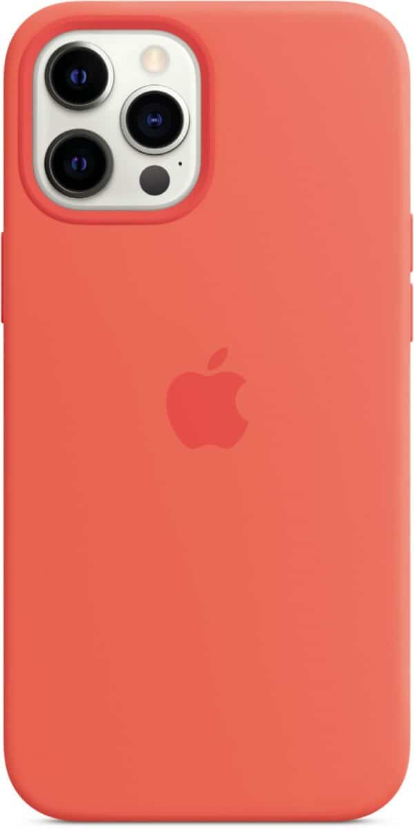 Apple Silikon Case mit MagSafe für iPhone 12 Pro Max zitruspink