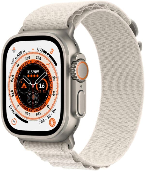 Apple Watch Ultra (49mm) GPS+4G Titan mit Alpine Loop Armband (L) titan/polarstern
