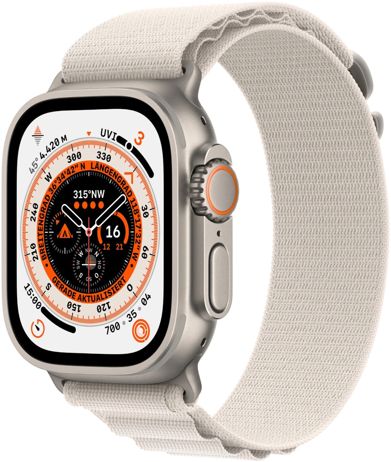 Apple Watch Ultra (49mm) GPS+4G Titan mit Alpine Loop Armband (M) titan/polarstern