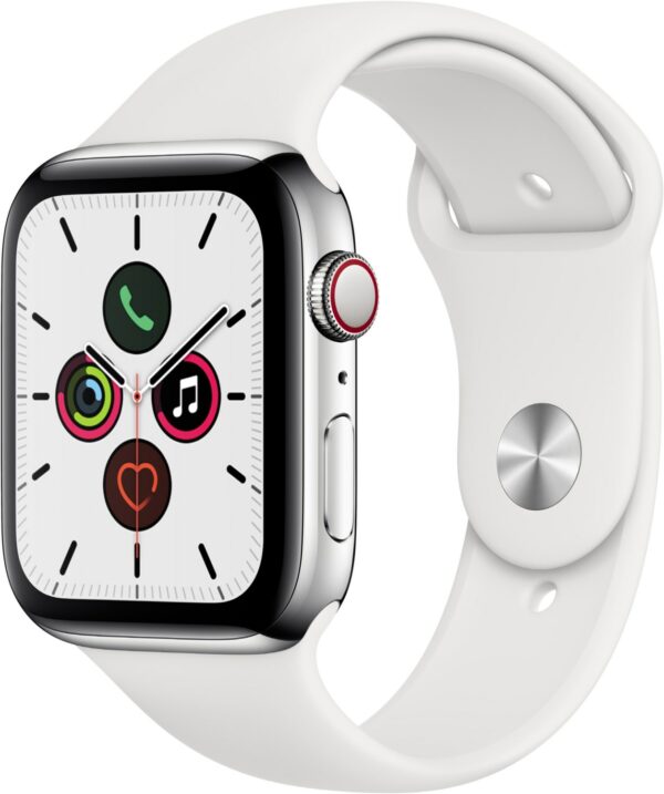 Apple Watch Series 5 (44mm) GPS+4G mit Sportarmband edelstahl/weiß