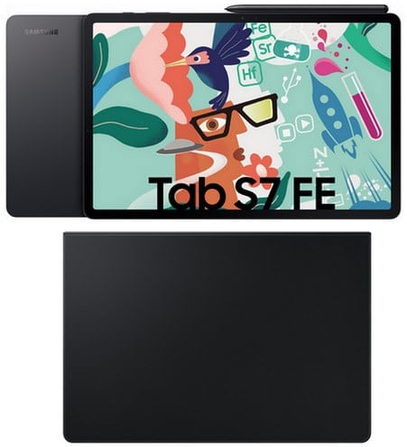 Samsung Galaxy Tab S7 FE WiFi Tablet mystic black inkl. Book Cover Keyboard Slim