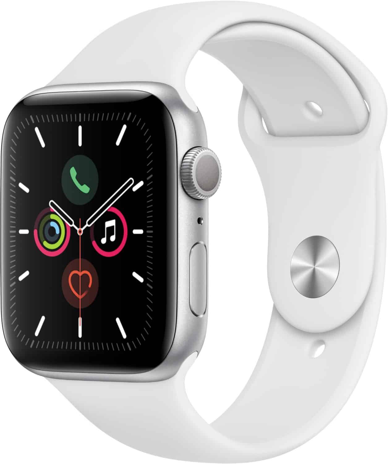 Apple Watch Series 5 (44mm) GPS mit Sportarmband silber/weiß