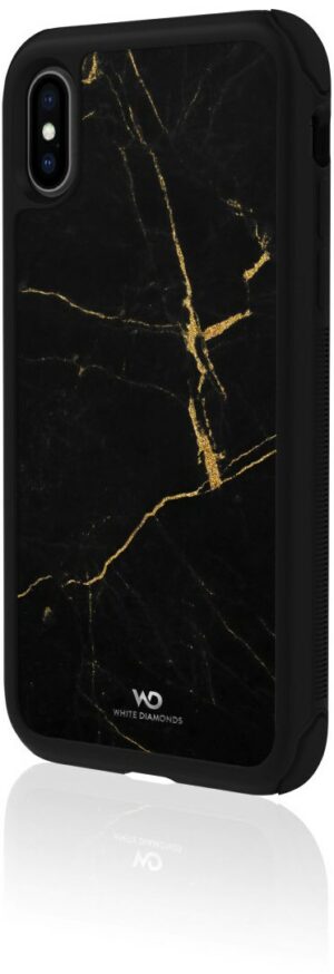 White Diamonds Cover Tough Marble für iPhone XS gold/schwarz
