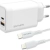 4smarts Dual Ladegerät USB/USB-Type-C (45W) inkl. USB Type-C Kabel weiß
