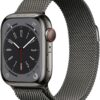 Apple Watch Series 8 (41mm) GPS+4G Edelstahl mit Milanaise Armband graphit/graphit