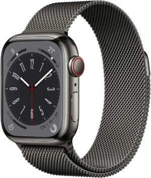 Apple Watch Series 8 (41mm) GPS+4G Edelstahl mit Milanaise Armband graphit/graphit