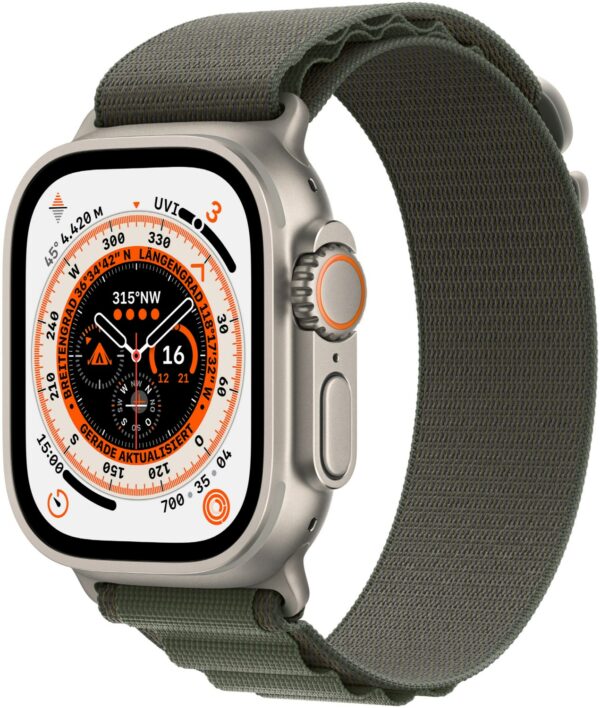 Apple Watch Ultra (49mm) GPS+4G Titan mit Alpine Loop Armband (M) grün