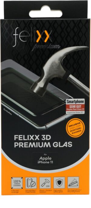 Felixx Premium 3D Premium-Glas Full Cover für iPhone 11 schwarz