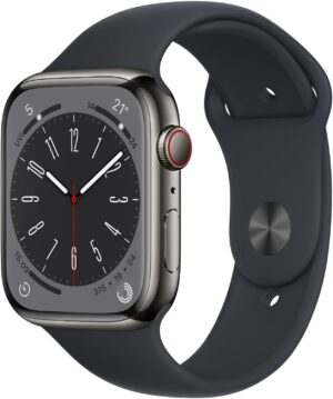 Apple Watch Series 8 (45mm) GPS+4G Edelstahl mit Sportarmband graphit/mitternacht