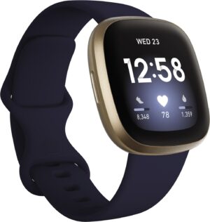 Fitbit Versa 3 Smartwatch midnight/soft gold aluminum