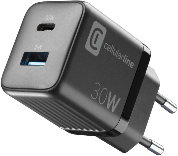 Cellular Line USB/USB-C GaN Ladegerät (30W) schwarz