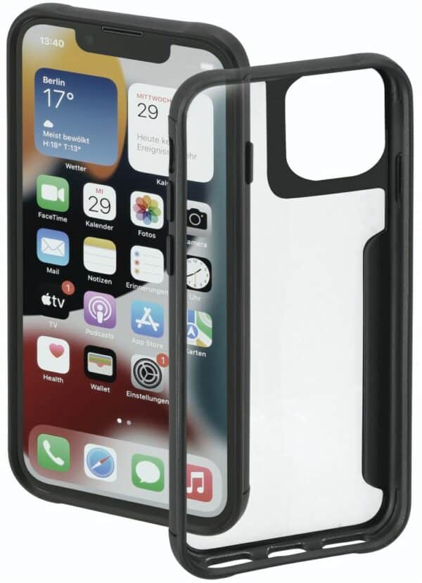 Hama Metallic Frame Cover für iPhone 14 Plus schwarz/transparent
