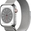 Apple Watch Series 8 (45mm) GPS+4G Edelstahl mit Milanaise Armband silber/silber