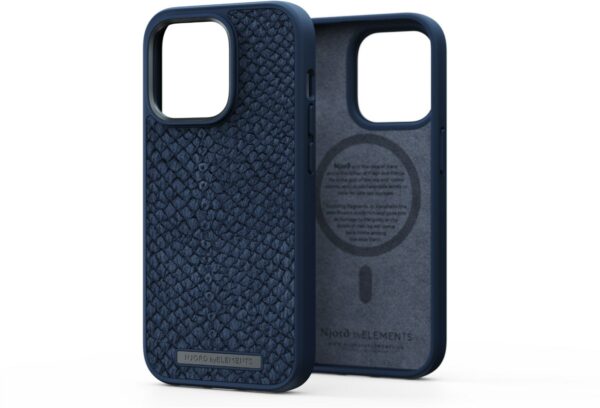 NJORD byELEMENTS Salmon Leather Case "Vatn" für iPhone 14 Pro petrol
