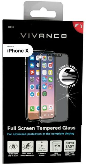 Vivanco SPGLASVVIPHX_FS 3D Schutzglas für iPhone X/XS